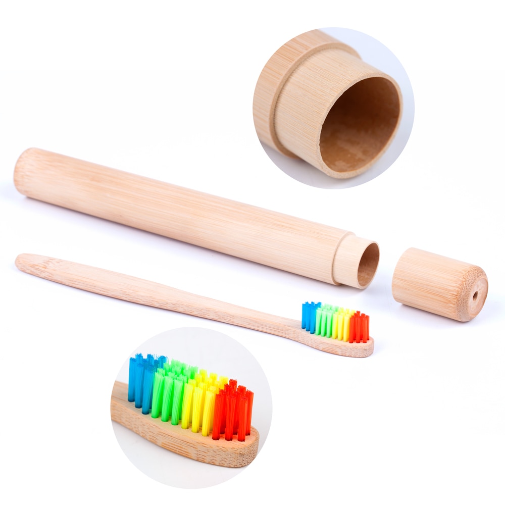Colorful Bamboo Toothbrush with Bamboo Box
