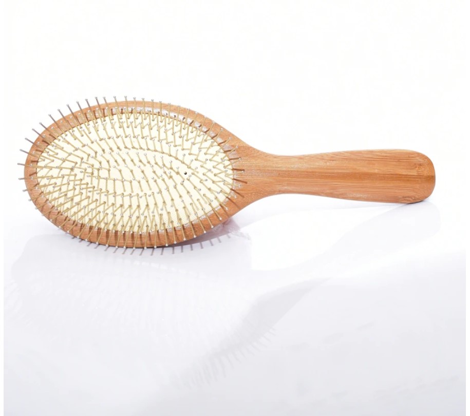 Bamboo Hair Brush with Massage Steel Bristle